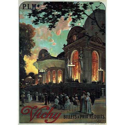 Vichy France Black Modern Wood Framed Art Print by Vintage Apple Collection