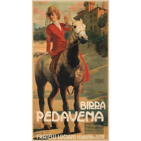 Pedavena Beer Italian Black Modern Wood Framed Art Print with Double Matting by Vintage Apple Collection