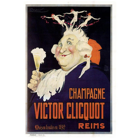 Champagne Cliquot Black Modern Wood Framed Art Print with Double Matting by Vintage Apple Collection