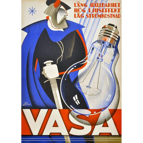 Vasa Lightbulb White Modern Wood Framed Art Print by Vintage Apple Collection