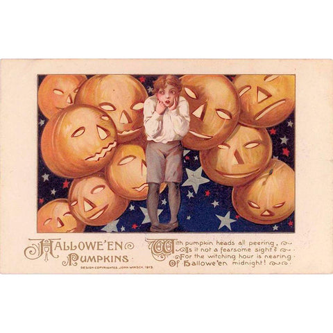 Halloween Eight.tif Gold Ornate Wood Framed Art Print with Double Matting by Vintage Apple Collection