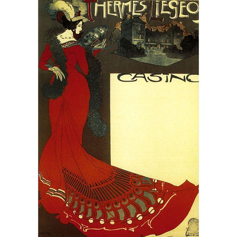 Art Nouveau Sign Black Modern Wood Framed Art Print by Vintage Apple Collection