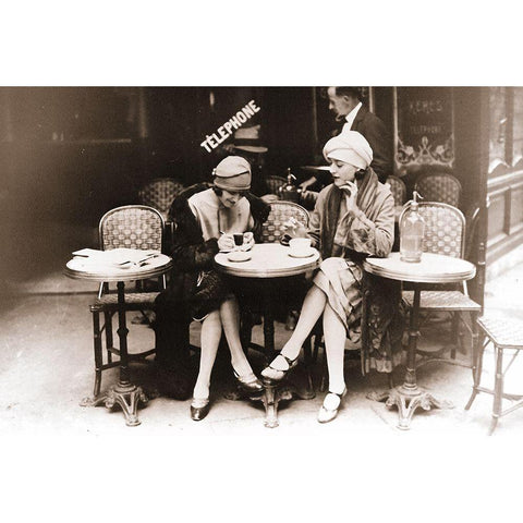 Paris Cafe II Black Modern Wood Framed Art Print by Vintage Apple Collection