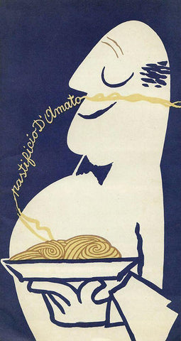 Pasta White Modern Wood Framed Art Print with Double Matting by Vintage Apple Collection