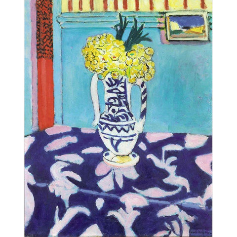 Matisse Table Black Modern Wood Framed Art Print by Vintage Apple Collection