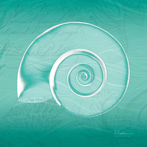 Aqua Ramshorn Black Modern Wood Framed Art Print by Koetsier, Albert