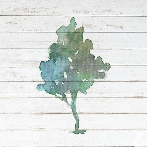 Watercolor Tree 2 White Modern Wood Framed Art Print with Double Matting by Bailey, Ann