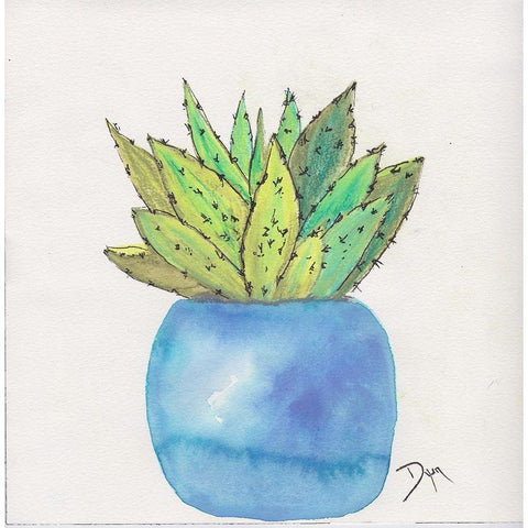 Cactus Pot II Black Modern Wood Framed Art Print with Double Matting by Dyer, Beverly