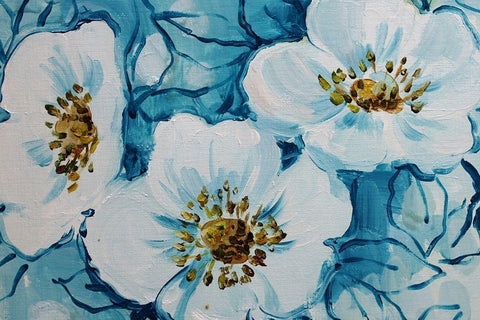 Blossom Bunch 12c White Modern Wood Framed Art Print with Double Matting by Boho Hue Studio