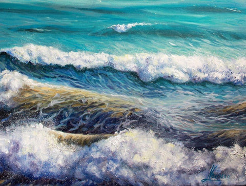 Ocean Roll White Modern Wood Framed Art Print with Double Matting by Boho Hue Studio