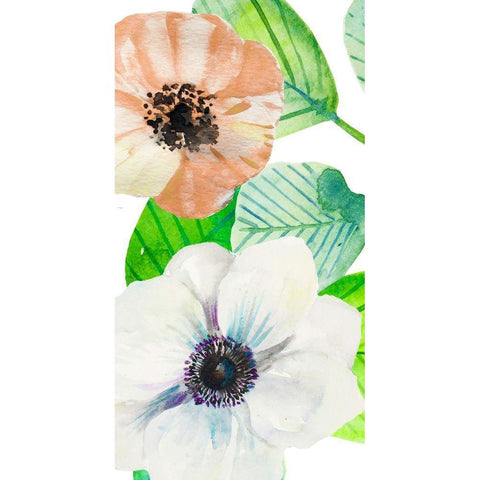 Flower Panel 2 Black Modern Wood Framed Art Print with Double Matting by Boho Hue Studio