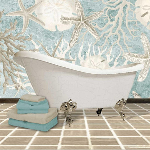 Coral Bath 2A Gold Ornate Wood Framed Art Print with Double Matting by Stevens, Carole