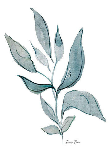 Watercolor Botanical 1 White Modern Wood Framed Art Print with Double Matting by Brown, Denise