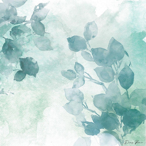 Watercolor Leaves 2 Gold Ornate Wood Framed Art Print with Double Matting by Brown, Denise