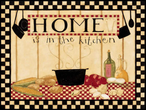 Home Is In The Kitchen Black Ornate Wood Framed Art Print with Double Matting by DiPaolo, Dan