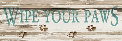 Wipe Your Paws White Modern Wood Framed Art Print with Double Matting by Stimson, Diane