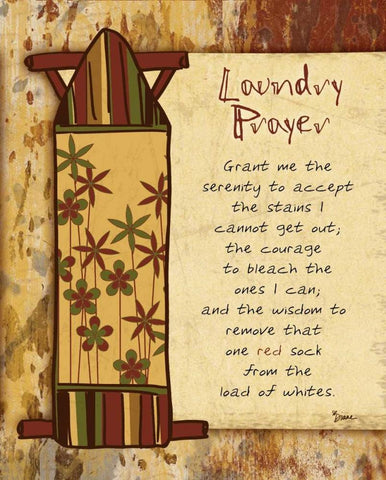 Laundry Prayer Board Black Ornate Wood Framed Art Print with Double Matting by Stimson, Diane