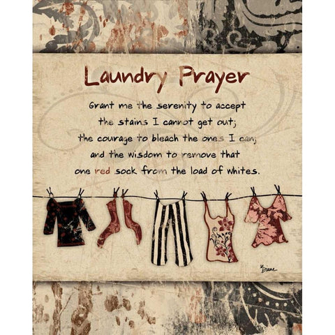 Laundry Prayer Distress Black Modern Wood Framed Art Print with Double Matting by Stimson, Diane