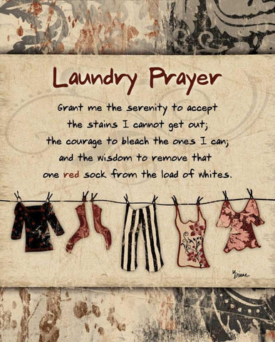Laundry Prayer Solid White Modern Wood Framed Art Print with Double Matting by Stimson, Diane