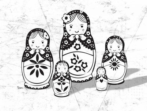 Babushka 2 Black Ornate Wood Framed Art Print with Double Matting by Stimson, Diane