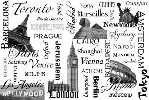 World Tour Black Ornate Wood Framed Art Print with Double Matting by Stimson, Diane