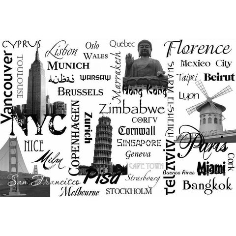 World Tour 2 Black Modern Wood Framed Art Print by Stimson, Diane