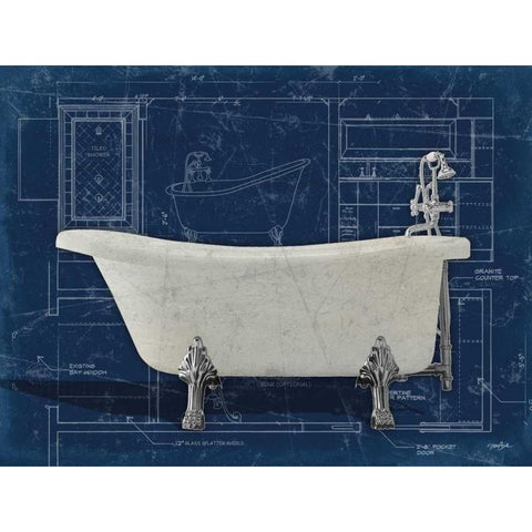 Bath Blues 1 Gold Ornate Wood Framed Art Print with Double Matting by Stimson, Diane