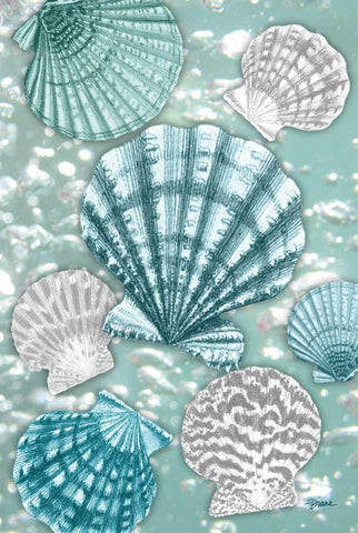 Scallop Bubbles Black Ornate Wood Framed Art Print with Double Matting by Stimson, Diane