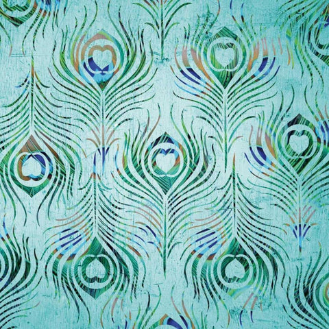 Peacock Pattern 2 Black Ornate Wood Framed Art Print with Double Matting by Stimson, Diane