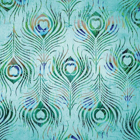 Peacock Pattern 2 Black Modern Wood Framed Art Print with Double Matting by Stimson, Diane
