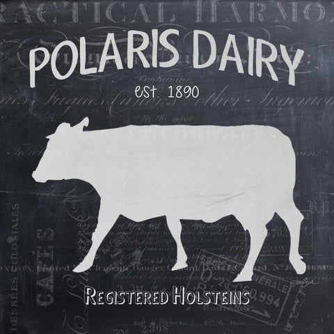 Chalkboard Cow Black Modern Wood Framed Art Print by Stimson, Diane