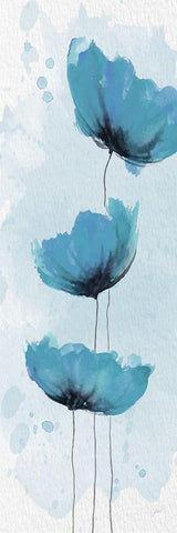 Blue Poppies 1 White Modern Wood Framed Art Print with Double Matting by Stimson, Diane
