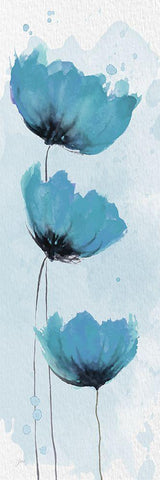 Blue Poppies 2 Black Ornate Wood Framed Art Print with Double Matting by Stimson, Diane
