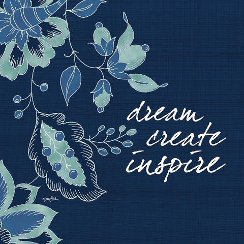 Navy Floral 2 Black Ornate Wood Framed Art Print with Double Matting by Stimson, Diane