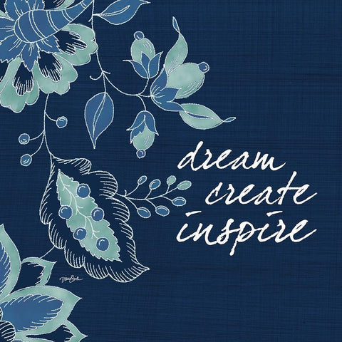 Navy Floral 2 Black Modern Wood Framed Art Print by Stimson, Diane