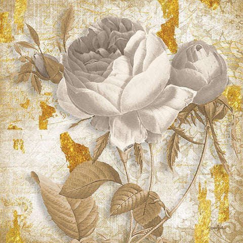Golden Floral 2 White Modern Wood Framed Art Print by Stimson, Diane