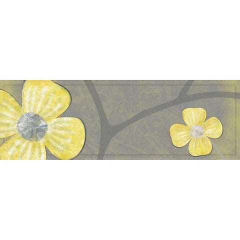 Yellow Flowers 1 Black Modern Wood Framed Art Print with Double Matting by Gibbons, Lauren