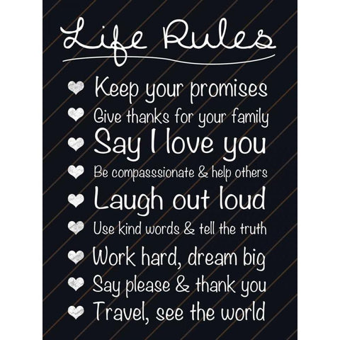 Life Rules Black Modern Wood Framed Art Print with Double Matting by Gibbons, Lauren