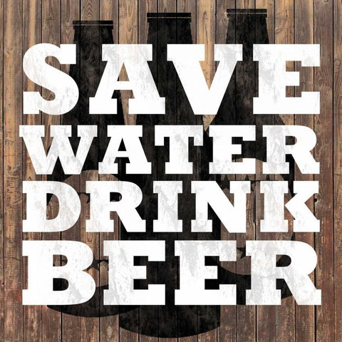 Save Water Black Modern Wood Framed Art Print with Double Matting by Gibbons, Lauren