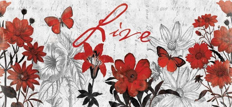 Floral Live red White Modern Wood Framed Art Print with Double Matting by Grey, Jace