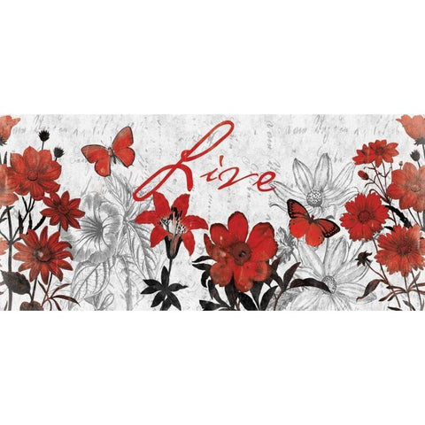Floral Live red Black Modern Wood Framed Art Print by Grey, Jace
