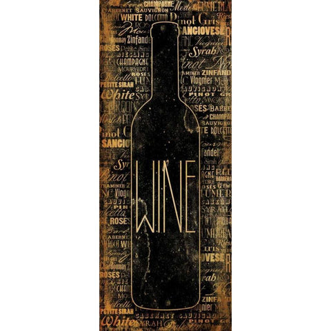 WINE Black Modern Wood Framed Art Print by Grey, Jace