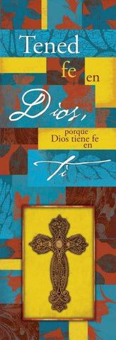 Religious Spanish Quote Black Ornate Wood Framed Art Print with Double Matting by Grey, Jace