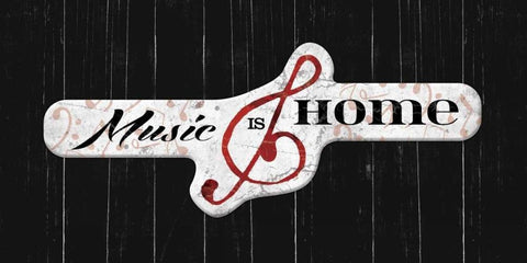 Music is home Black Ornate Wood Framed Art Print with Double Matting by Grey, Jace