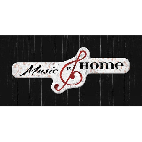 Music is home Black Modern Wood Framed Art Print by Grey, Jace