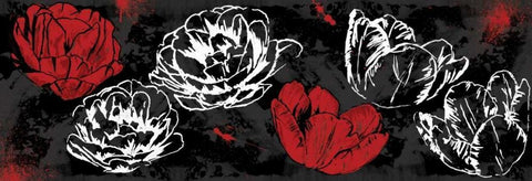 Floral sketch black White Modern Wood Framed Art Print with Double Matting by Grey, Jace