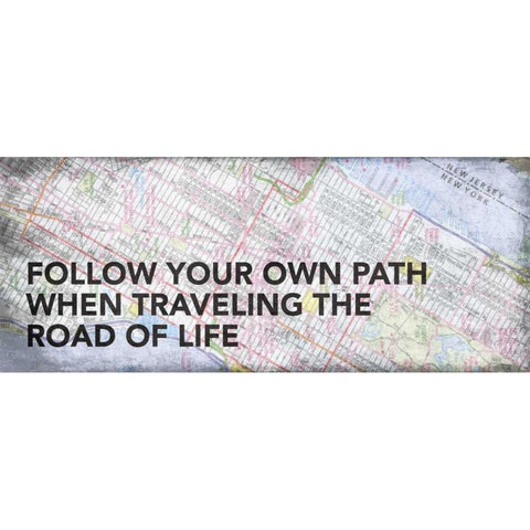 Map Minspirational 2 Black Modern Wood Framed Art Print with Double Matting by Grey, Jace