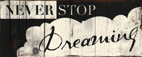 Never Stop Dreaming White Modern Wood Framed Art Print with Double Matting by Grey, Jace