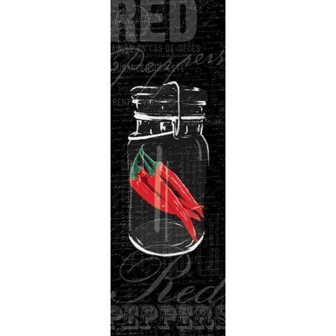 Red Peppers Black Modern Wood Framed Art Print by Grey, Jace
