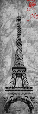 Paris Postal White Modern Wood Framed Art Print with Double Matting by Grey, Jace